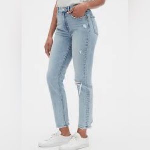 GAP Distressed Cigarette High Rise Jeans